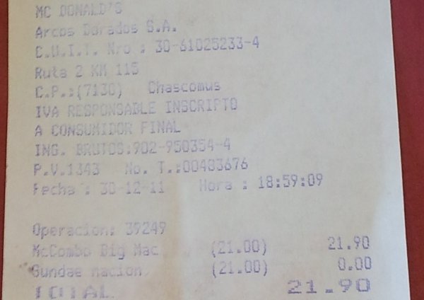 Ticket of the Cheap Big Mac